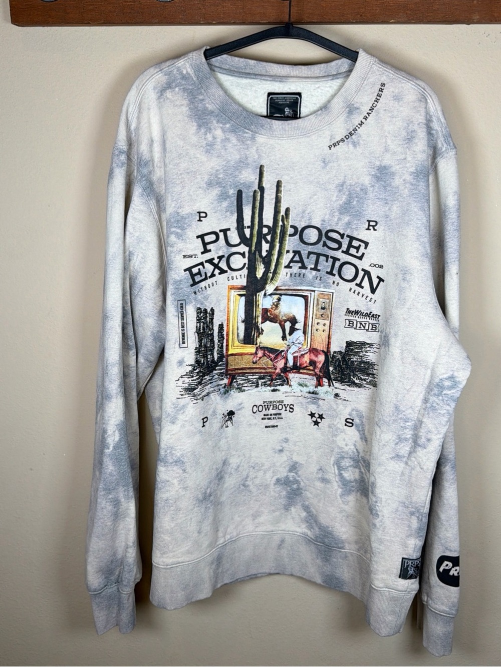 Prps Purpose Graphic Crewneck Sweatshirt - Gray Tie-Dye